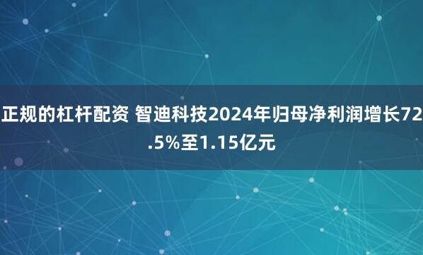 正规的杠杆配资 智迪科技2024年归母净利润增长72.5%至1.15亿元