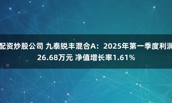 配资炒股公司 九泰锐丰混合A：2025年第一季度利润26.68万元 净值增长率1.61%